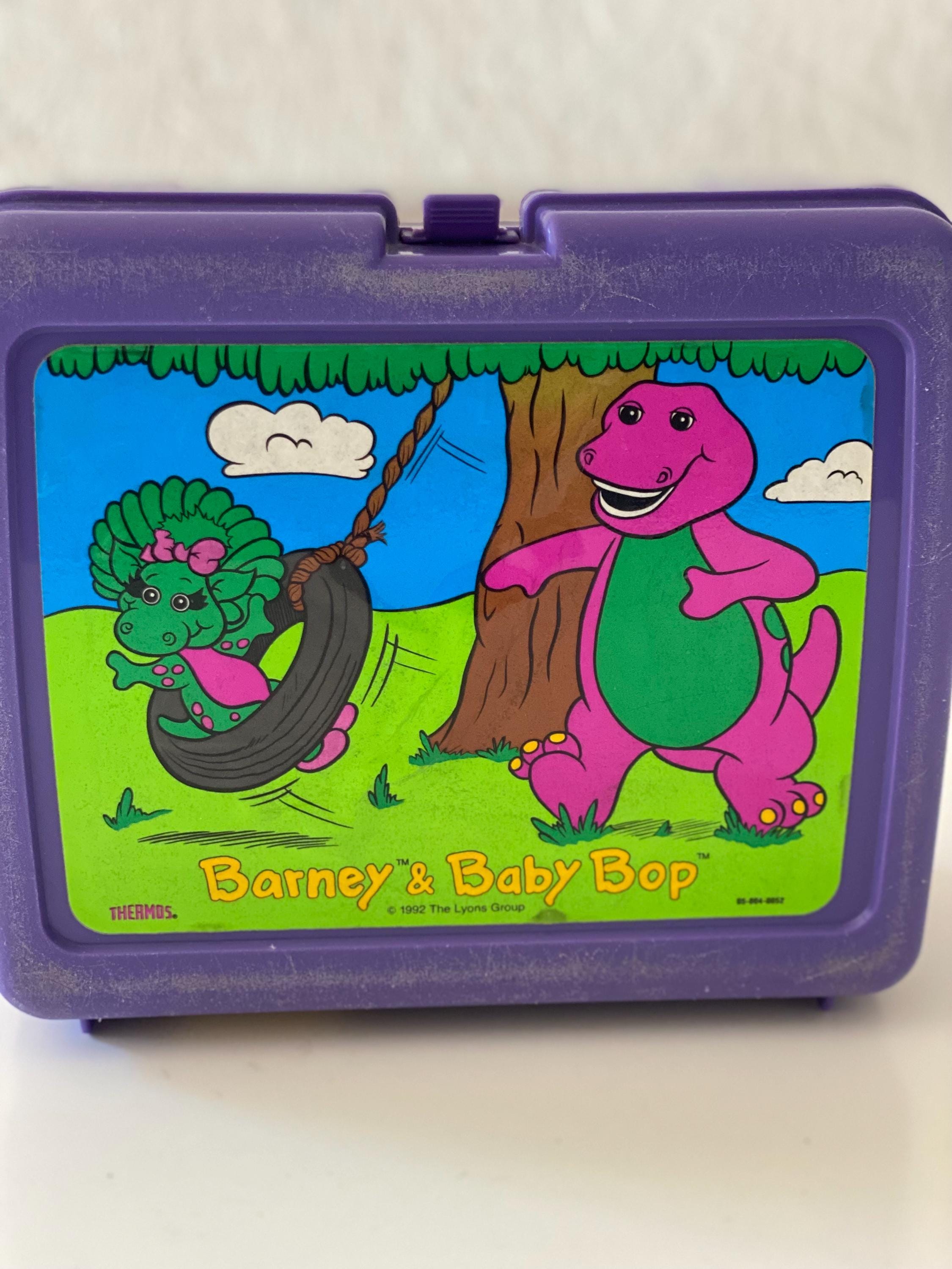 Vintage Barney & Baby Bop Lunch Box Plastic Toy Storage Case Take