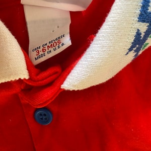Vintage 80s 90s Baby Osh Kosh Top Red "Train" Print Polo Shirt Ringer Unisex Size 3 Months image 6