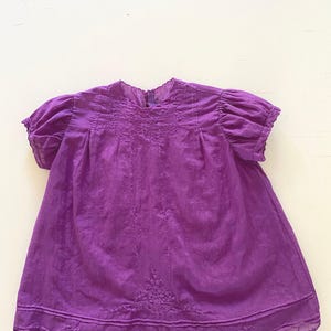 50s Baby Cotton Batiste Dress Hand Dyed Boysenberry Purple Embroidery and Pintucks Specialty Heirloom Dress Size 6-9 Months