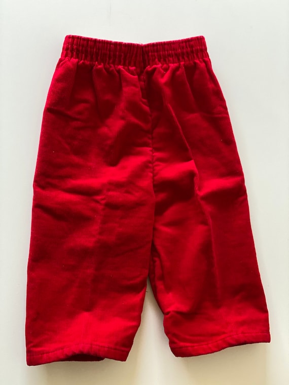 Vintage 70s 80s Baby Red Corduroy Pants Plaid Fla… - image 4
