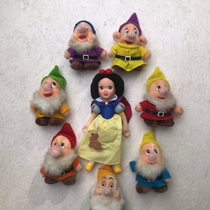 Vintage Snow White and the Seven Dwarfs Plush Set 8 Pieces Vintage Disney Plush Figures