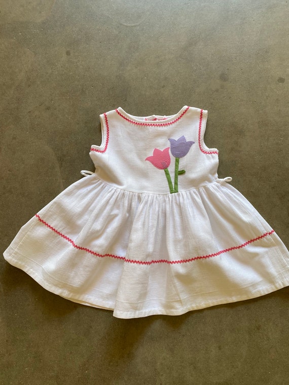 Vintage Toddler Fit and Flare "Tulip" Dress White… - image 1