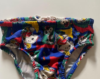 Vintage Toddler "Snoopy" Swim Briefs with Water Polo Print Estimated Size 4-5