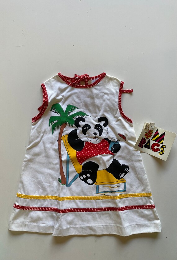 Vintage NWT Kids "Lounging Panda" Dress // A-line… - image 1