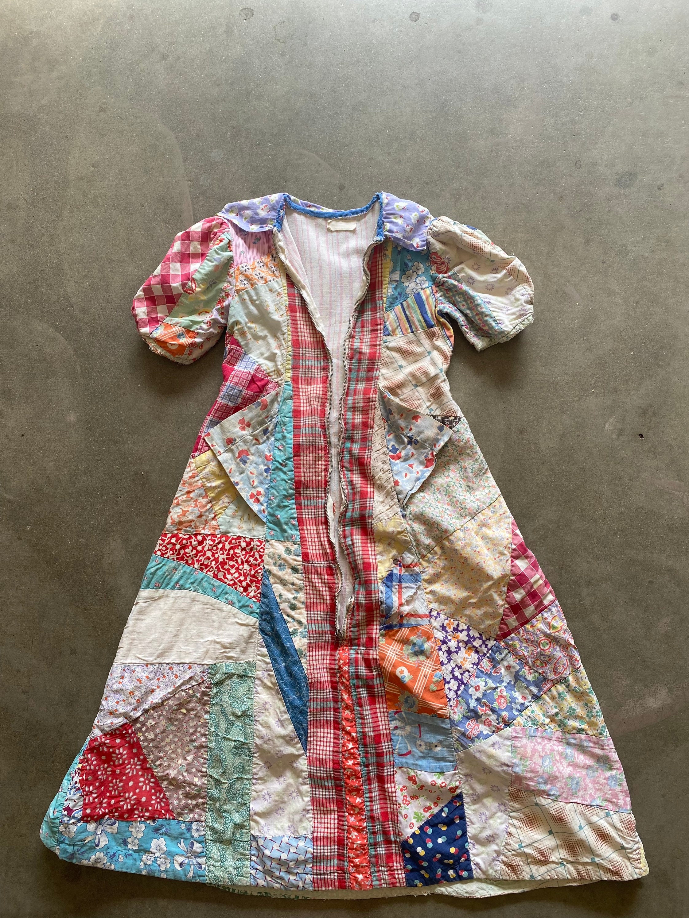 Vintage Girls Antique Full Length Patchwork Dress With Pockets - Etsy