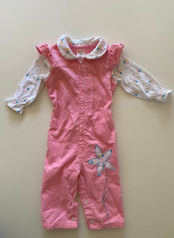 Vintage Deadstock Baby Girl Pink Floral Corduroy R