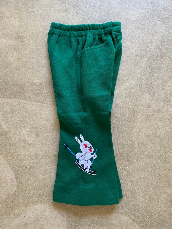Vintage NOS 70s Toddler "Snow Bunny" Bell Bottoms… - image 3