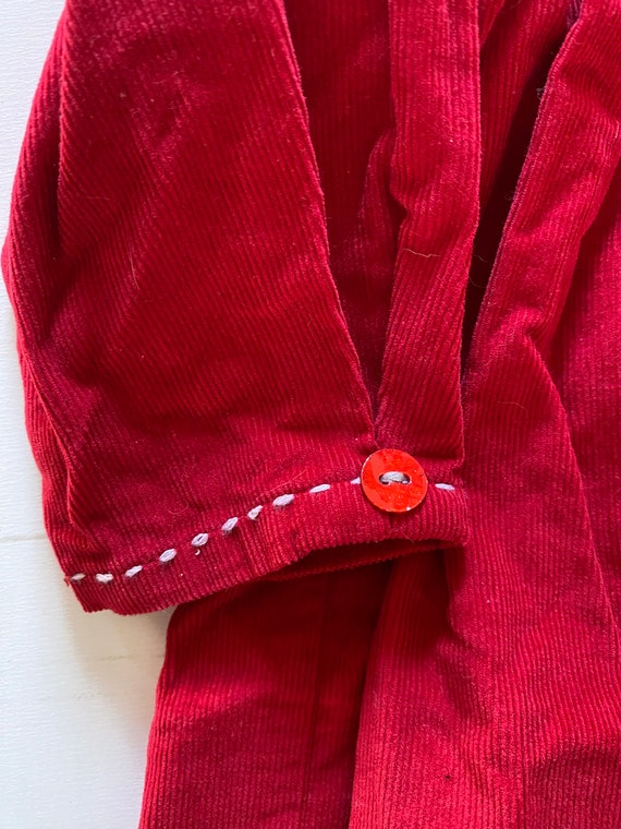 French Vintage Toddler Red Corduroy Dress Smocked… - image 4