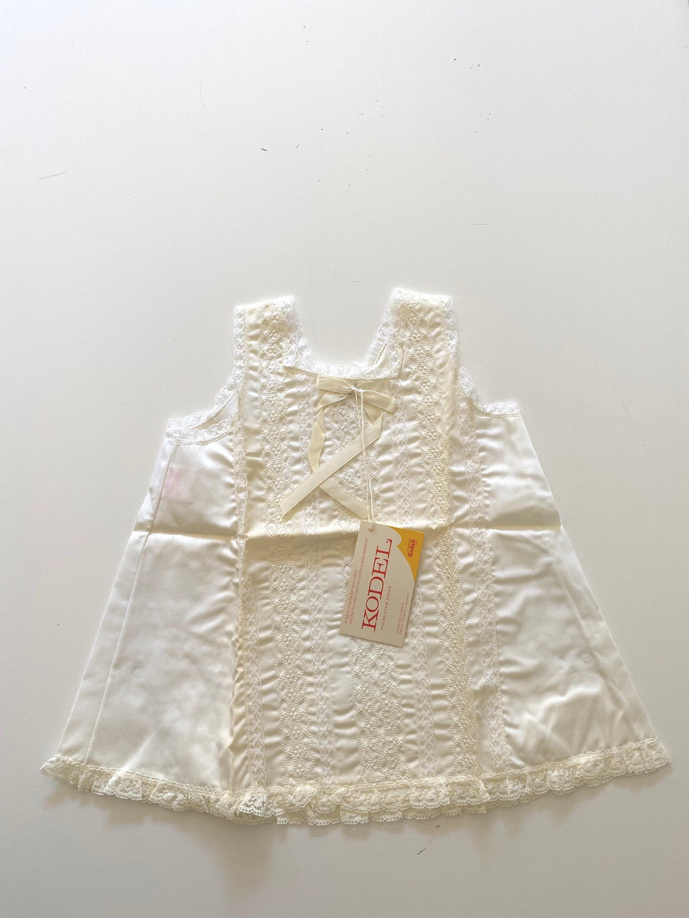 Vintage 50s Deadstock Baby Slip Dress with Lace by Her Majesty Size 1