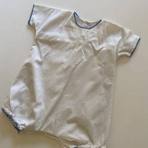Vintage 40s 50s Toddler Bubble Romper Crochet Trim Boy Girl Summer Wide Leg Romper Estimated Size 2T-3T