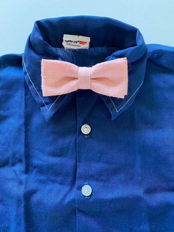 Vintage Toddler Boy Dress Shirt and Tie Set 2 piece Navy Blue