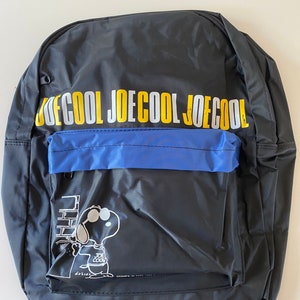 Vintage Snoopy Backpack Deadstock // UNUSED Joe Cool Peanuts Backpack Book Bag // Black Nylon  4 Available