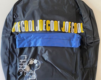 Vintage Snoopy Backpack Deadstock // UNUSED Joe Cool Peanuts Backpack Book Bag // Black Nylon  4 Available