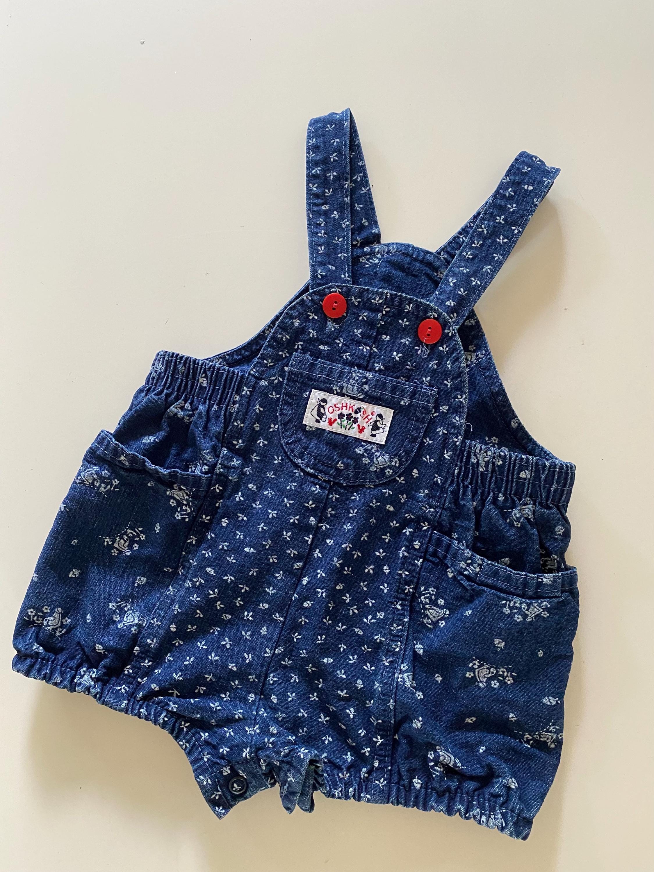 Vintage Baby Girl OshKosh Vestbak Bubble Romper Shortalls Overalls Size 12-18 Months