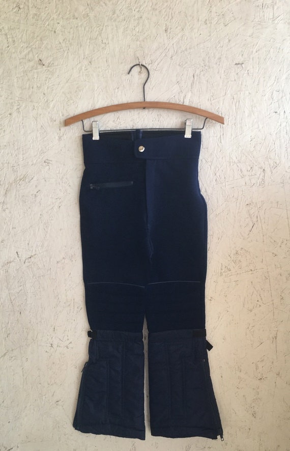 Vintage Kids Ski Pants, 1980's Retro Navy Blue Sno