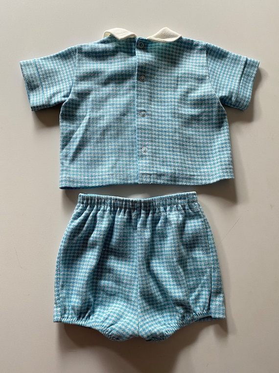 60s Carter's Baby Blue Houndstooth Check Shorts S… - image 3