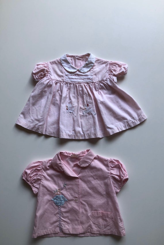 Vintage 60s 70s Baby Girl Diaper Dress with Appliq