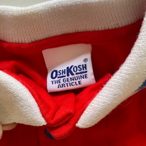 Vintage 80s 90s Baby Osh Kosh Top Red "Train" Print Polo Shirt Ringer Unisex Size 3 Months image 5
