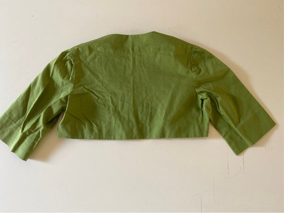 50s 60s Toddler Girls Avocado Green Bolero Jacket… - image 4