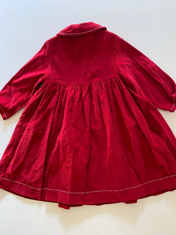 French Vintage Toddler Red Corduroy Dress Smocked… - image 5