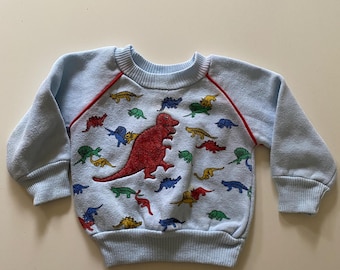 Vintage Baby Boy " Dinosaurs" Sweatshirt Estimated Size 6-9 Months
