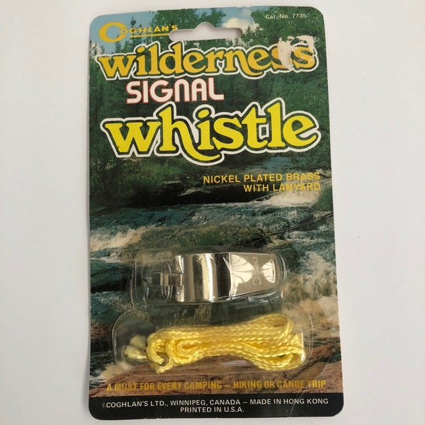 Vintage 60s 70s Boy Scout Whistle + Lanyard with Morse Code NEW IN PACKAGE Coghlan's Wilderness Signal Whistle