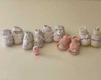Vintage Deadstock Newborn Baby Shoes Soft Crib Shoes Sandals Mary Janes Doll Shoes Boy Girl