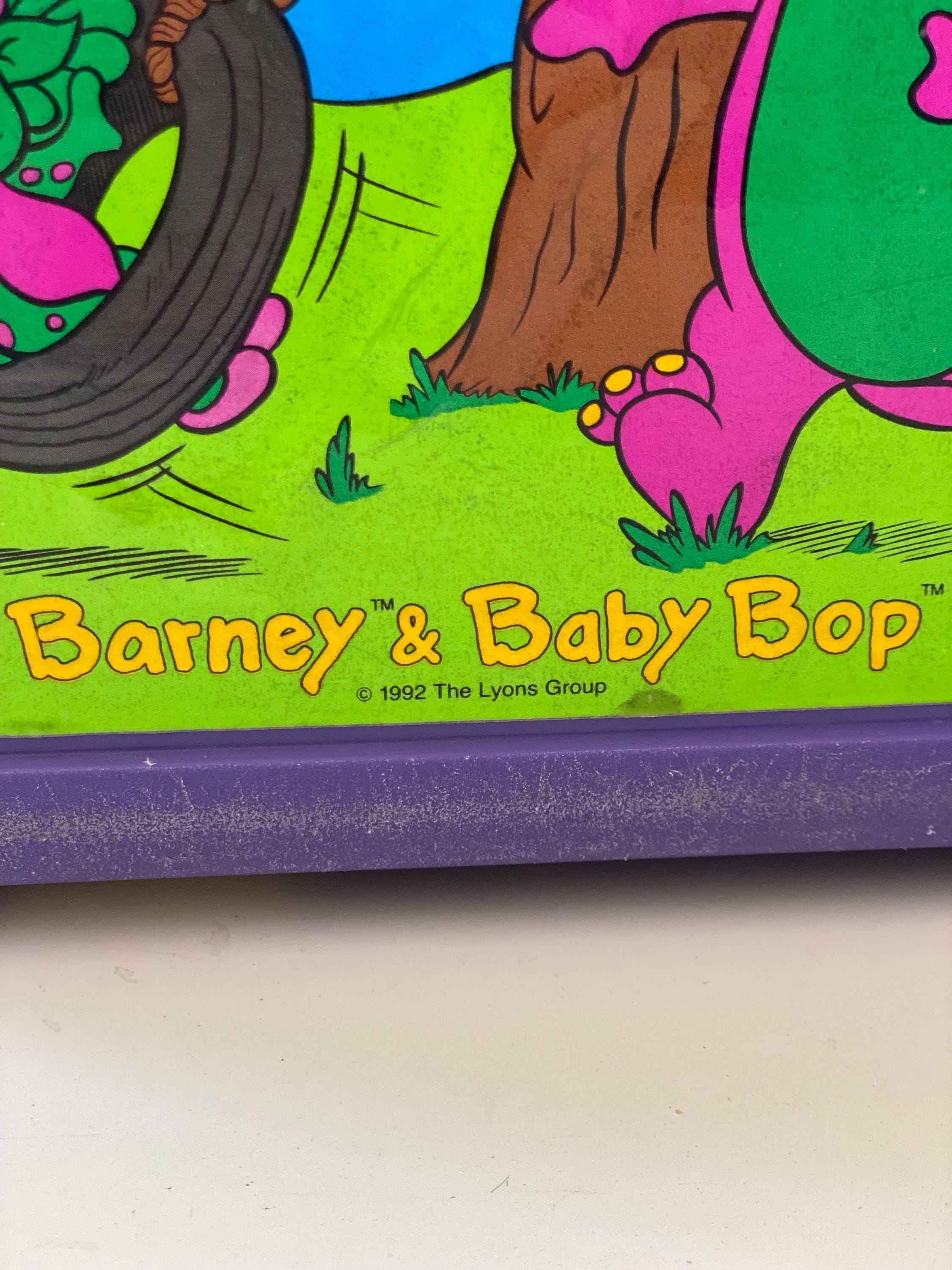 Vintage Barney & Baby Bop Lunch Box Plastic Toy Storage Case Take
