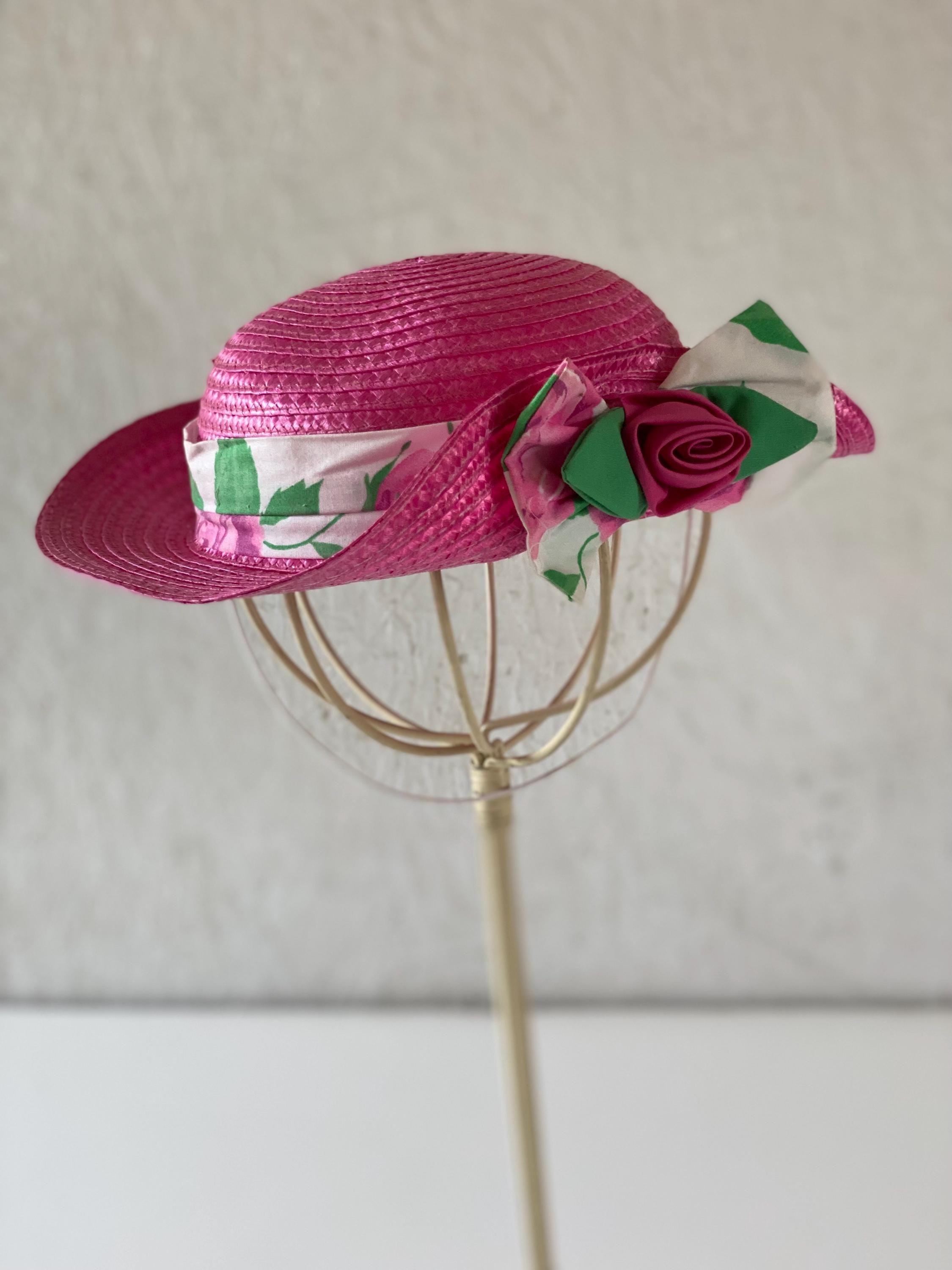 Vintage 80s Toddler Sun Hat Straw Easter Bonnet With Chin  display picture 2