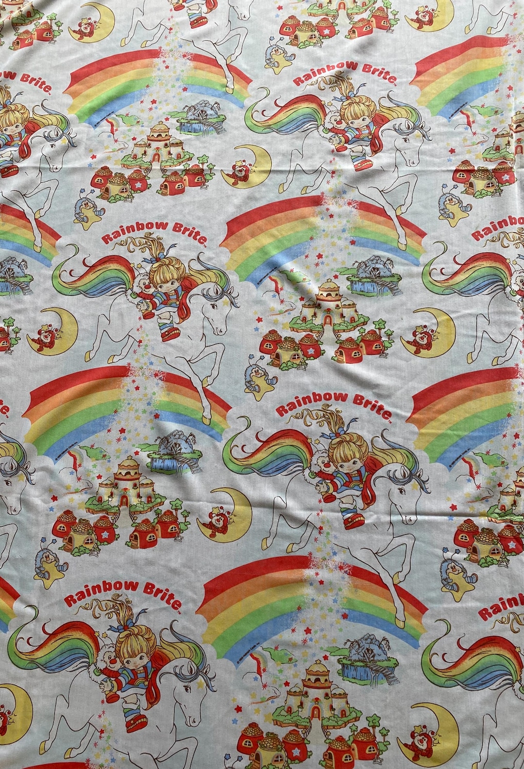 Vintage 1983 Rainbow Brite Sheet Twin Size Flat Sheet 80s Cartoon ...