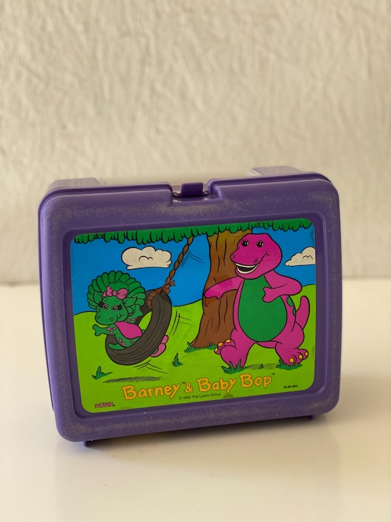 Vintage Barney & Baby Bop Lunch Box Plastic Toy Storage Case Take
