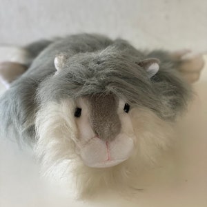 Vintage Stuffed Kitty Cat Gray White Large Soft Plushie Kitten Carousel by Guy
