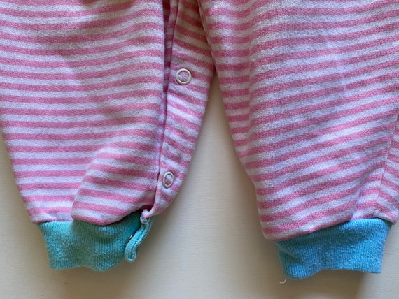 80s 90s Toddler Girl Striped "Bunny" Bubble Rompe… - image 7