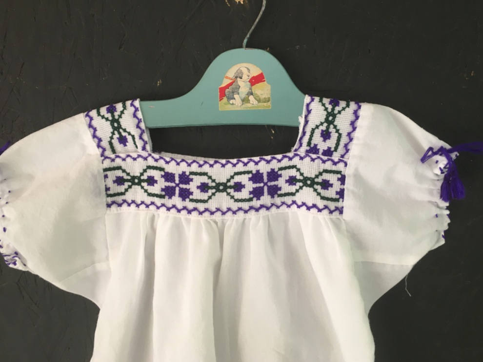 Girls Hippie Peasant Top Vintage White Purple Green Mexican | Etsy