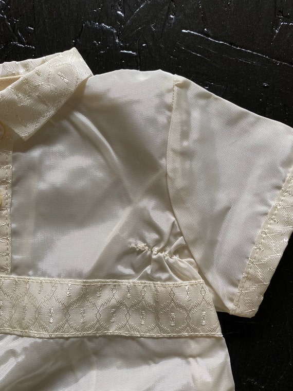 Vintage 50s Baby White Romper Taffeta Christening… - image 3