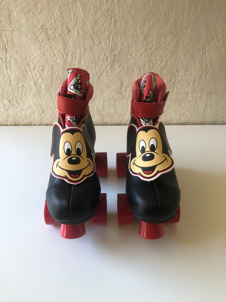 Vintage 80s Kids Mickey Mouse Roller Skates Velcro Roller Etsy