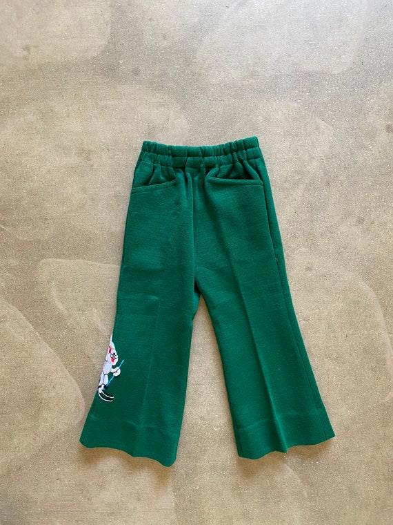 Vintage NOS 70s Toddler "Snow Bunny" Bell Bottoms… - image 2