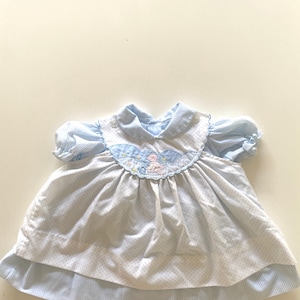 Vintage 80s Toddler Pinafore Dress Set 2 Dresses in One Appliqued Polka Dot + Striped Party Dress Size 9-12 Months