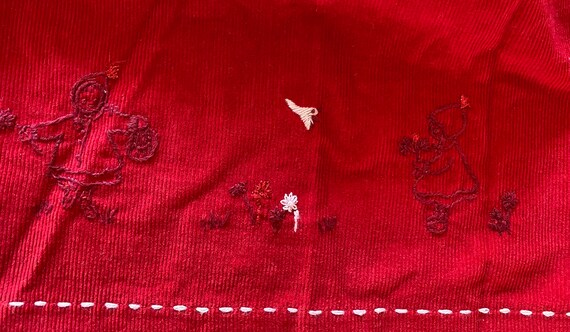 French Vintage Toddler Red Corduroy Dress Smocked… - image 3