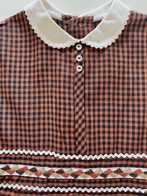 Vintage 50s Kids Checked & Woven School Girl Dres… - image 2