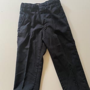 Vintage 50s 60s Boys Cuffed Trousers Solid Black Dress Slacks by Farah Estimated Size 3T-4T