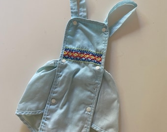 Vintage 60s 70s Baby Smocked Bubble Romper with Plastic Lining Boy Girl Size 3-6 Months