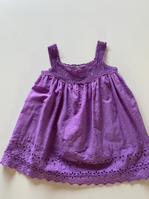 Vintage 60s Toddler Crochet & Lace Sundress // Ha… - image 1