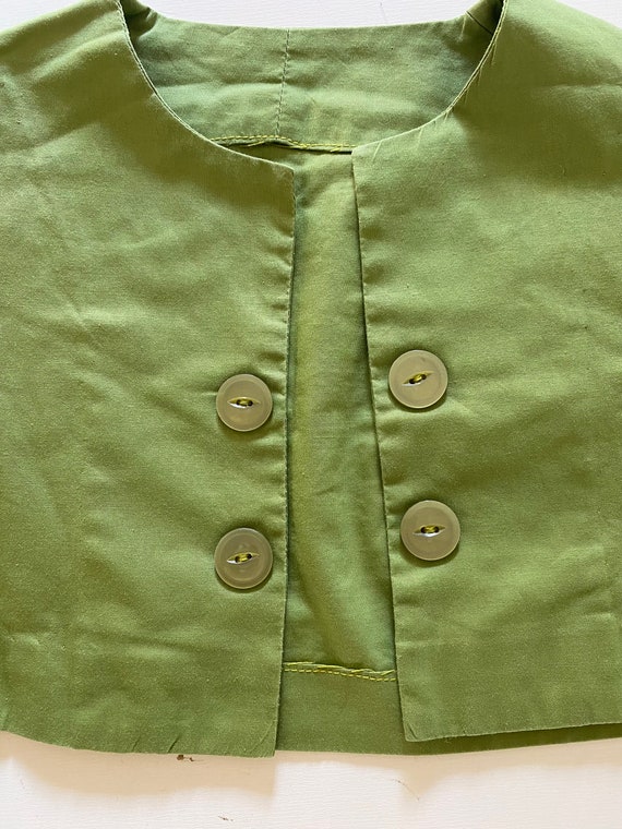 50s 60s Toddler Girls Avocado Green Bolero Jacket… - image 2