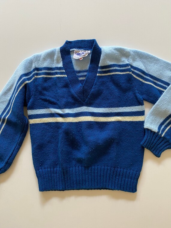 70s Toddler Boys Striped Pullover Sweater // Kids 