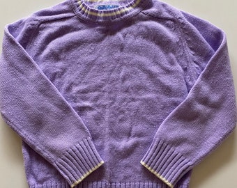 Vintage 70s Lavender Girls Sweater // Light Purple Pullover Crew Neck Sweater by Royal Deb For Girls Size 6X