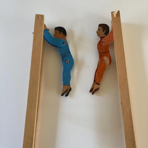 Vintage Wooden Circus Acrobat Toys Gymnastics Set of 2 Male and Female