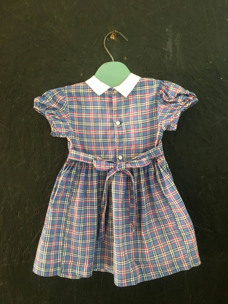 Vintage 50s Baby Girl Dress Checked Dress Eyelet Button | Etsy
