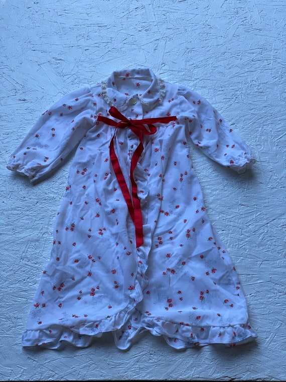 1980s Toddler Floral Print Robe Rosebud Ruffled R… - image 1