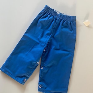 Vintage NWT Baby Pants Royal Blue Pull On Elastic Waist Snaps in Saddle Deadstock by Stone Boy Girl Size 6-9 Months